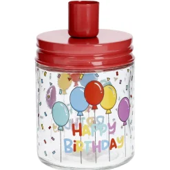 New NANU-NANA Kerzenhalter Geburtstag, Schraubglas, Rot