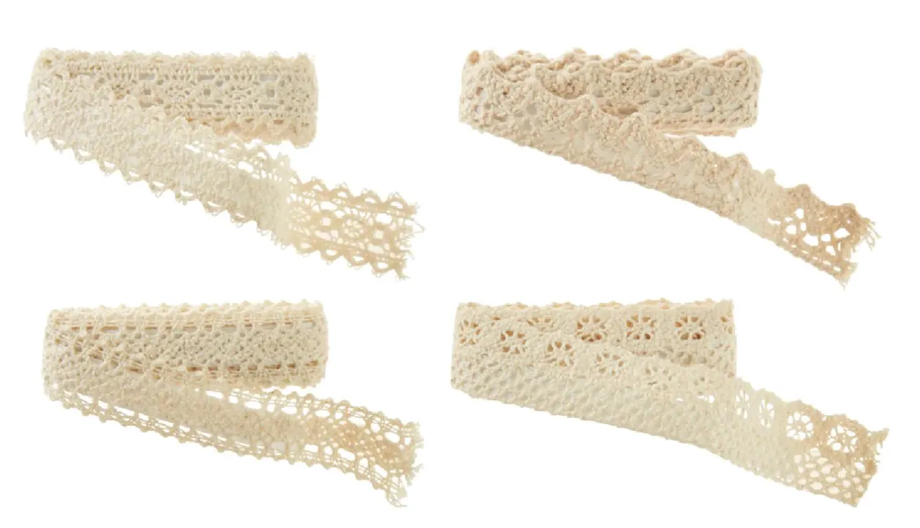 Hot NANU-NANA Klebeband Spitze, Creme, 4x 1 Meter