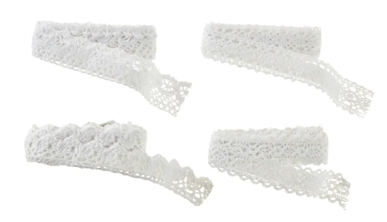 Discount NANU-NANA Klebeband Spitze, Weiß, 4x 1 Meter