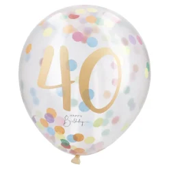 Online NANU-NANA Konfetti-Ballon Geburtstag, 40, 6 Stück