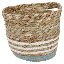 Best NANU-NANA Korb Streifen Mit Henkel, Grün/weiß, 23 X 20 Cm