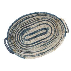 Fashion NANU-NANA Korb Streifen, Oval, Blau/natur, 38 Cm