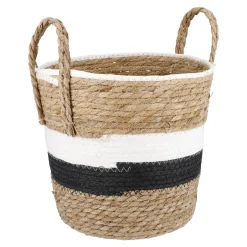 Online NANU-NANA Korb Wasserhyazinthe, Schwarz/weiß/natur, 26 X 26 Cm