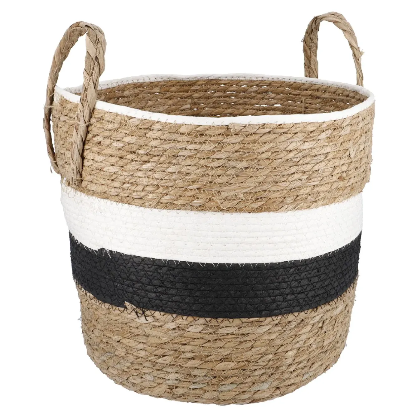 Discount NANU-NANA Korb Wasserhyazinthe, Schwarz/weiß/natur, 34 X 33 Cm