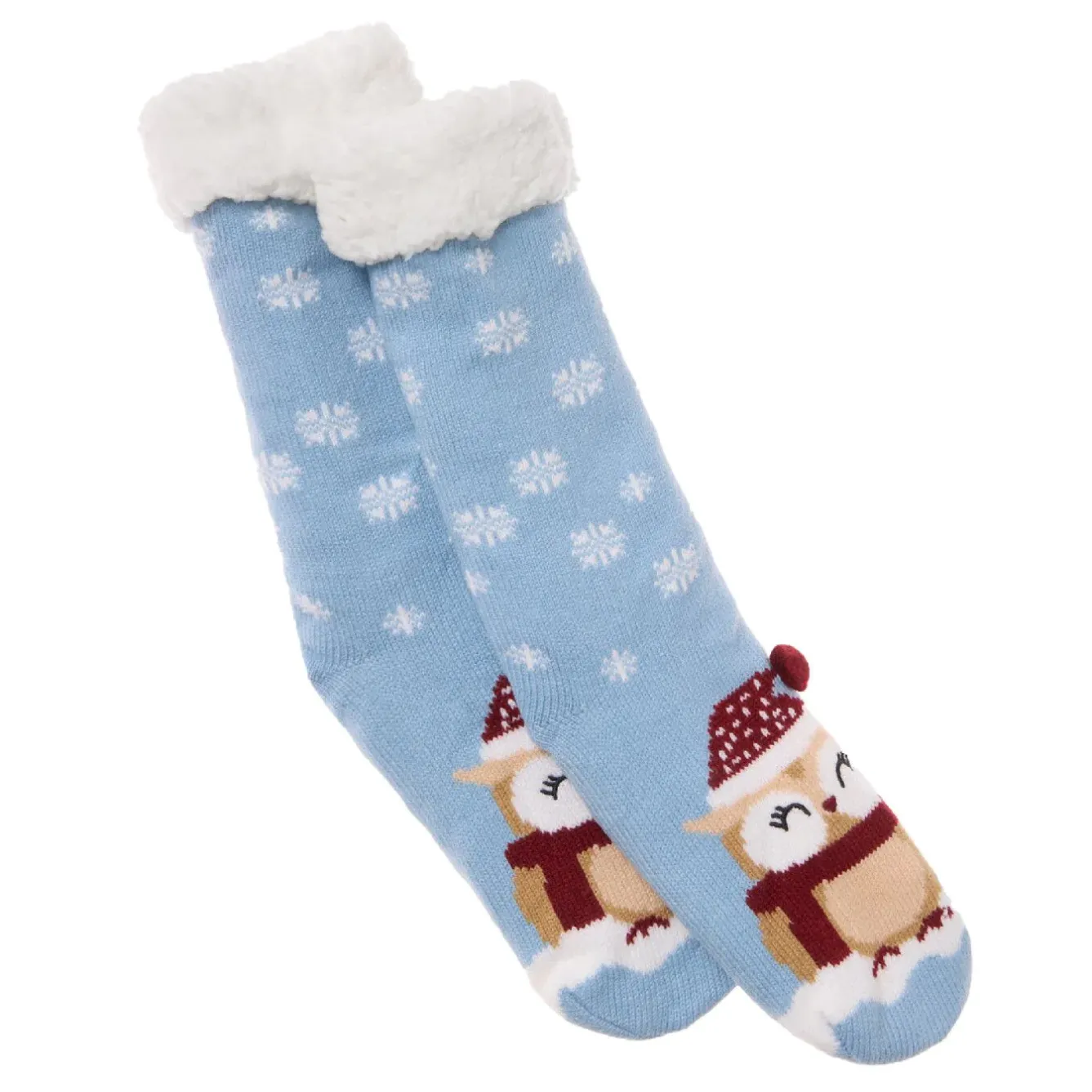 Outlet NANU-NANA Norweger Socken Xmas, Eule/hellblau, Größe 35-42