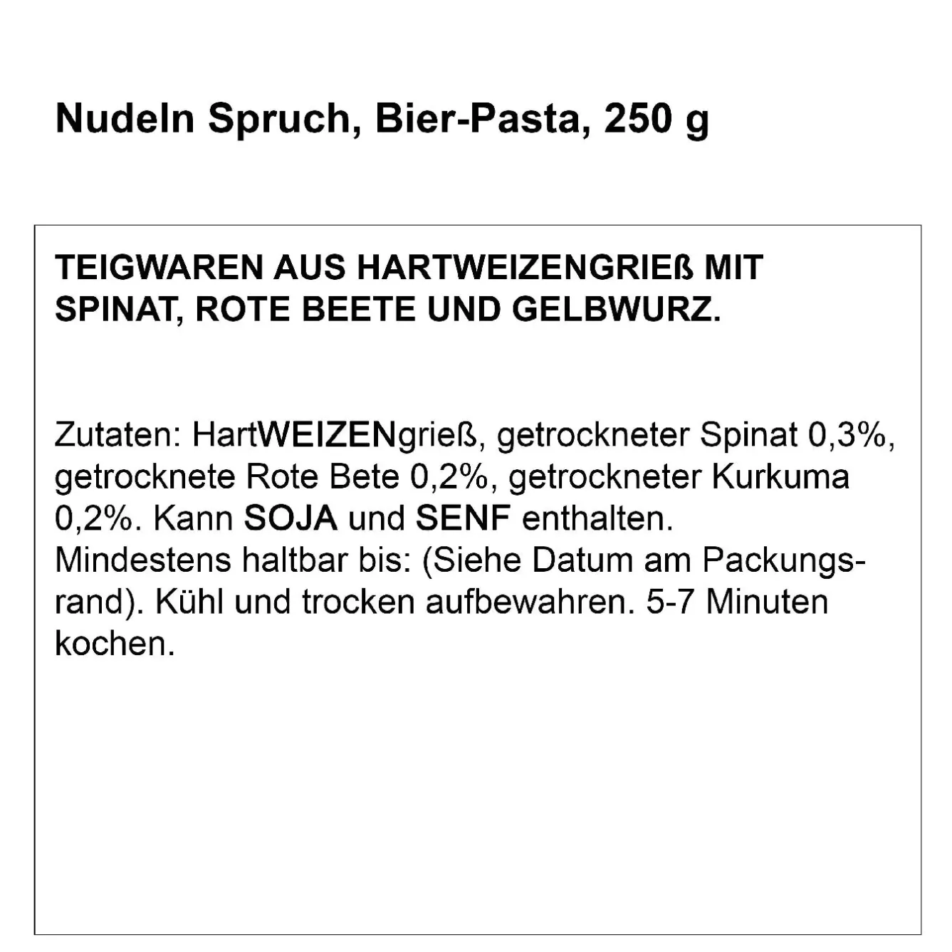 Outlet NANU-NANA Nudeln Spruch, Bier-Pasta, 250 G