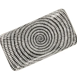 Sale NANU-NANA Platte China, Goldrand, Schwarz/weiß, Stäbchen/Kreis, 23 Cm