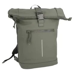 New NANU-NANA Rucksack Rolltop Mit Reflektor, Oliv, 16 Liter