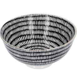 Best NANU-NANA Schale China, Tief, Schwarz/weiß, Goldrand, Stäbchen/Kreis