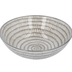 New NANU-NANA Schale China, Tief, Stäbchen/Kreis, Dunkelgrau/wss, 13 Cm