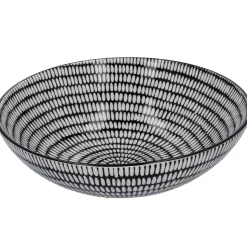 Fashion NANU-NANA Schüssel China, Flach, Stäbchen/Kreis, Schw/wss, 23 Cm