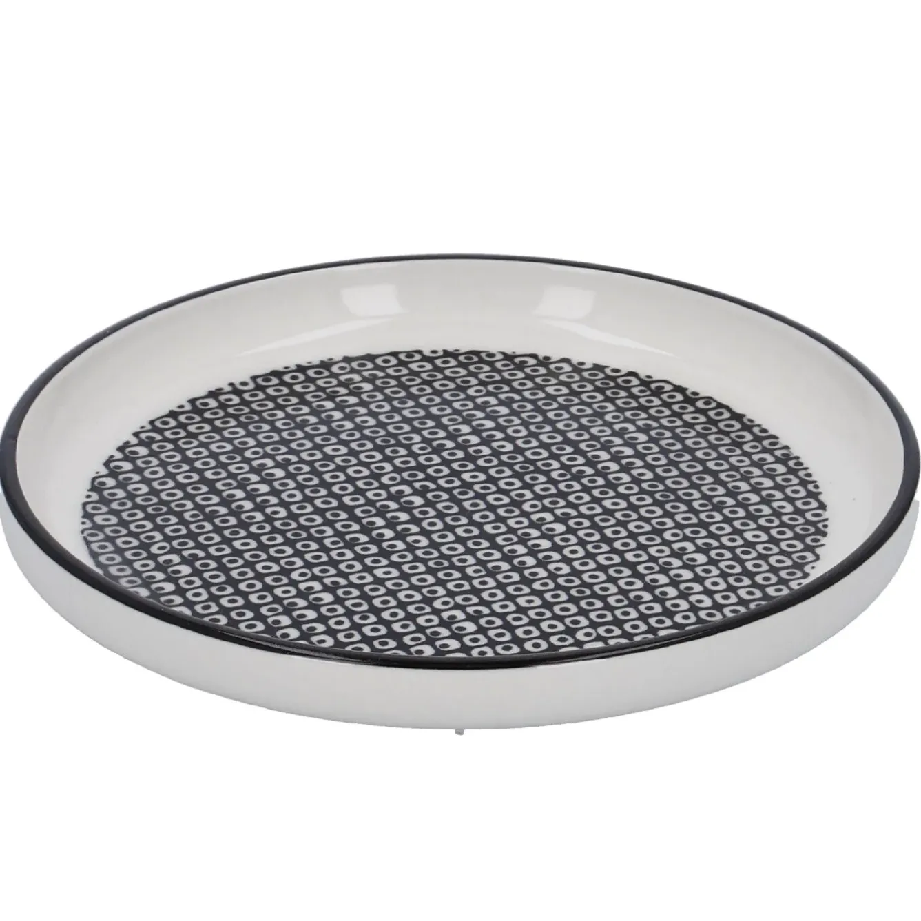 Outlet NANU-NANA Teller China, Perlen, Schw/wss, 16.5 Cm