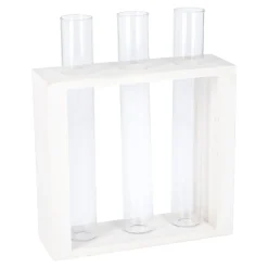 Fashion NANU-NANA Vase Reagenzglas 3 Stück In Weißem Holzständer, 19 Cm
