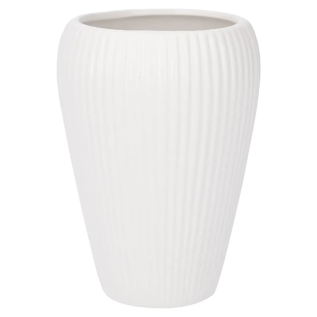 Fashion NANU-NANA Vase Riffel, Weiß-matt, 15 Cm