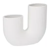 Outlet NANU-NANA Vase U-Form, Geriffelt, Weiß-matt, 18 X 16 Cm