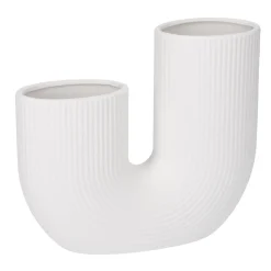 Outlet NANU-NANA Vase U-Form, Geriffelt, Weiß-matt, 18 X 16 Cm