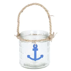Clearance NANU-NANA Windlicht Anker/Seil, Blau, 11 X 11.5 Cm