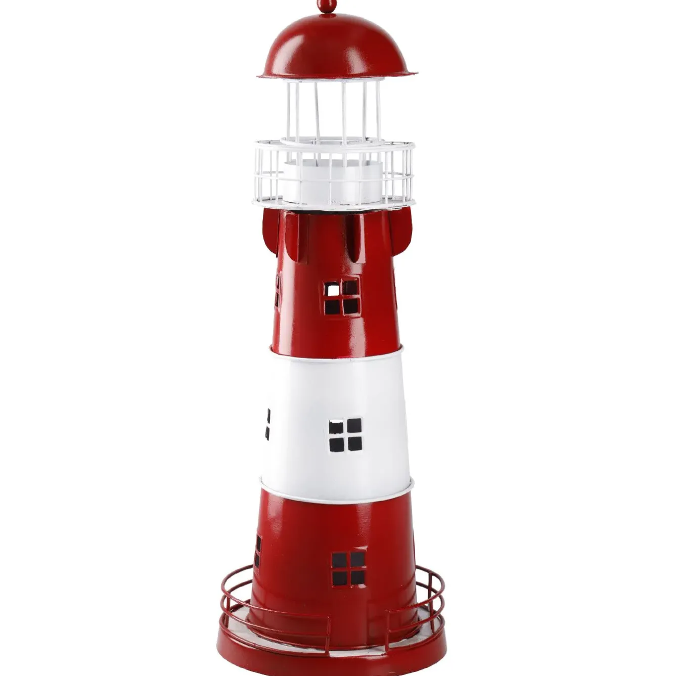 Hot NANU-NANA Windlicht Leuchtturm, Rot/weiß, 36 Cm