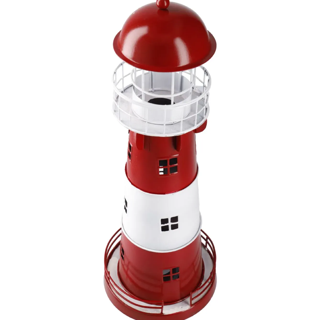 Hot NANU-NANA Windlicht Leuchtturm, Rot/weiß, 36 Cm