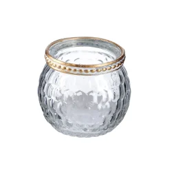 Clearance NANU-NANA Windlicht Saira, Metallrand, Klar/Wabe, 5 Cm