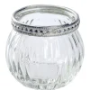 Clearance NANU-NANA Windlicht Saira, Metallrand/silber, Klar/Streifen, 5 Cm