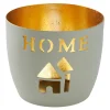 Fashion NANU-NANA Windlicht Spruch, Home/hellgrau, 10 X 8.5 Cm