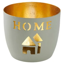 Fashion NANU-NANA Windlicht Spruch, Home/hellgrau, 10 X 8.5 Cm