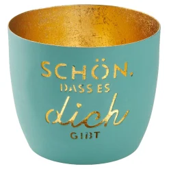 Fashion NANU-NANA Windlicht Spruch, Schön/türkis, 10 X 8.5 Cm