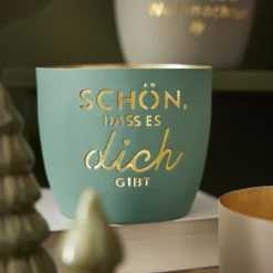Fashion NANU-NANA Windlicht Spruch, Schön/türkis, 10 X 8.5 Cm