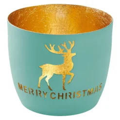 Sale NANU-NANA Windlicht Spruch/Xmas, Hirsch/türkis, 10 X 8.5 Cm