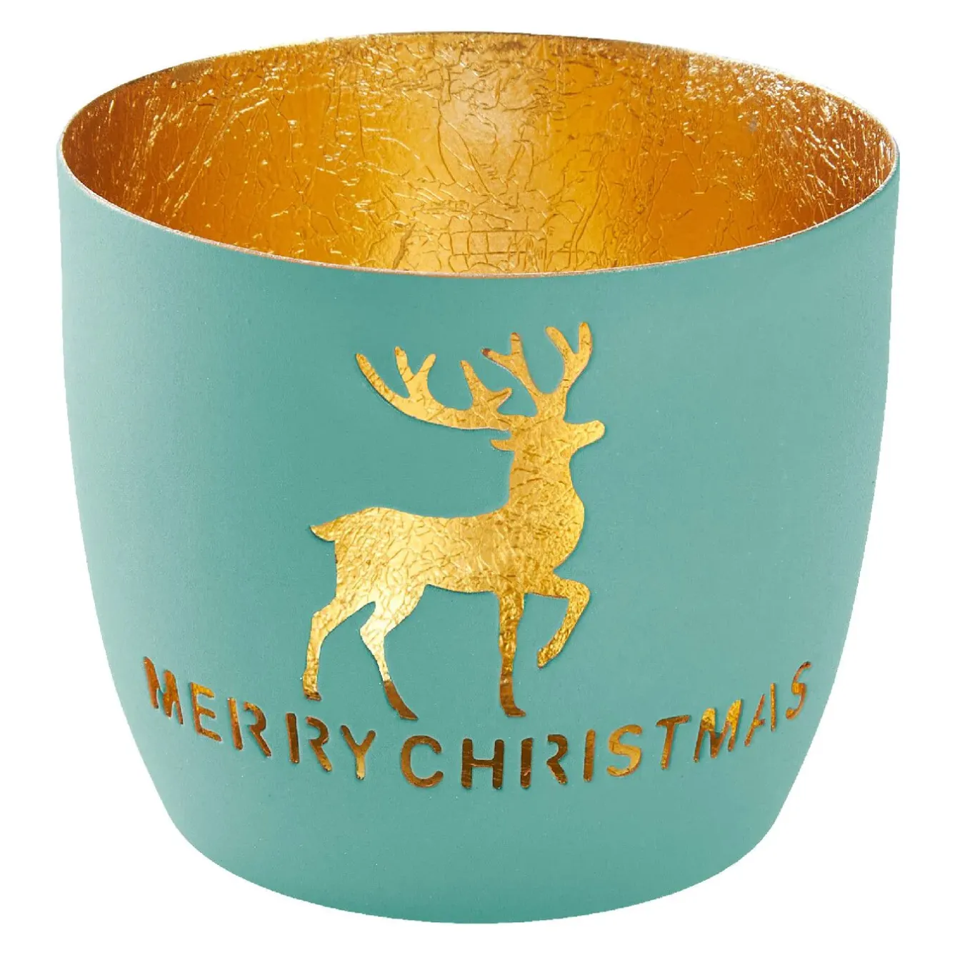 Sale NANU-NANA Windlicht Spruch/Xmas, Hirsch/türkis, 10 X 8.5 Cm