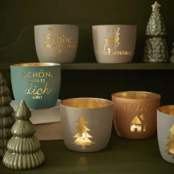 Clearance NANU-NANA Windlicht Spruch/Xmas, Hirsch/sand, 10 X 8.5 Cm